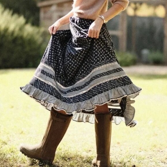Doen Dresses & Skirts - New Doen Rosanna Skirt in Indigo Calico, Size XS